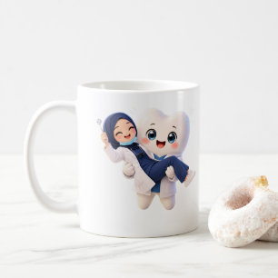 Café Caneca com Personagem de Dentista com Hijab e Dent