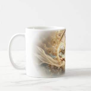 Café Caneca com Retrato de Princesa Sonhadora com Relóg
