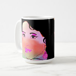 Café Caneca com Rosto de Mulher Colorido