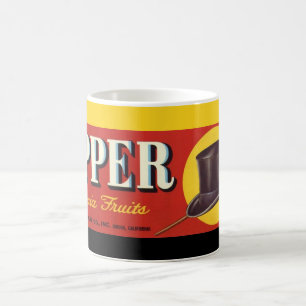 Café Caneca com rótulo de fruta Top Hat