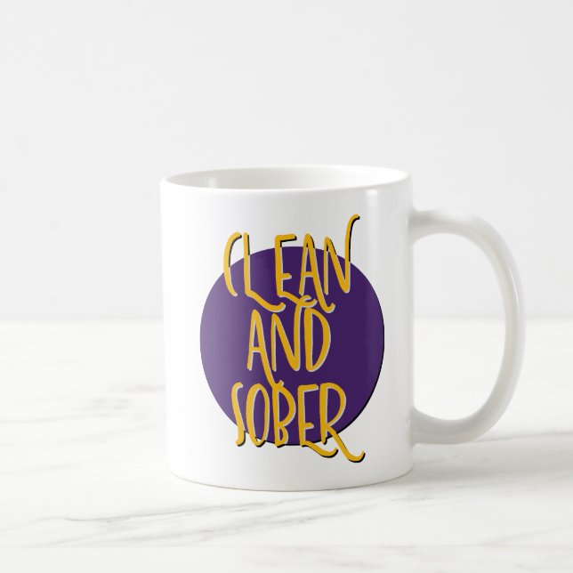 Café Caneca com Slogan de Recuperação Limpa e Sóbria (Direita)