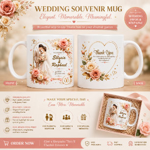 Café Caneca Comemorativa de Casamento 3D Elegante Per