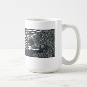 Café Caneca comum de Linocut do mergulhão-do-norte
