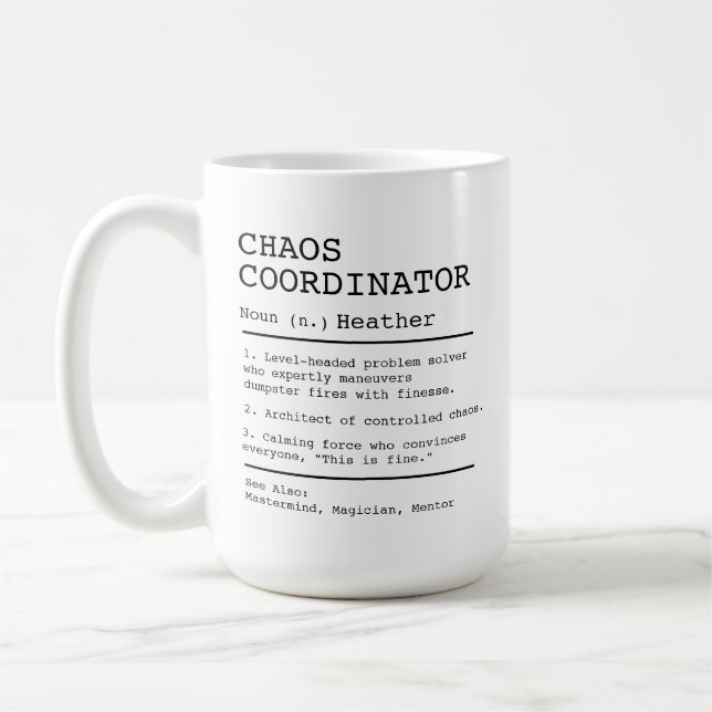 Café Caneca Coordenadora de Caos Presente Engraçado par (Esquerda)