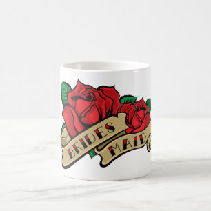 Café Caneca cor-de-rosa da dama de honra do tatuagem