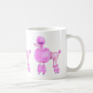 Café Caneca cor-de-rosa do cão do cão de caniche