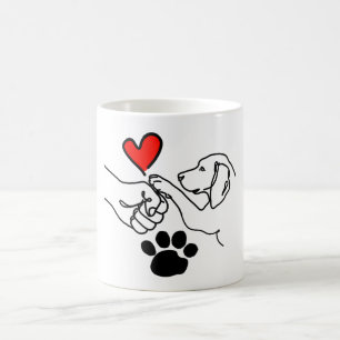 Café Caneca Coração de Mão e Pata - Caneca de Mãe de Ca
