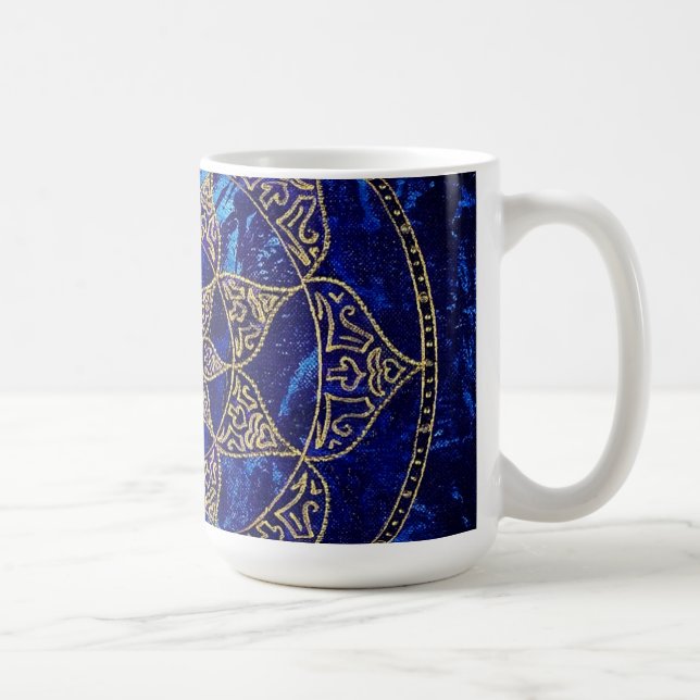 Café Caneca cósmica da mandala de Lotus azul (Direita)