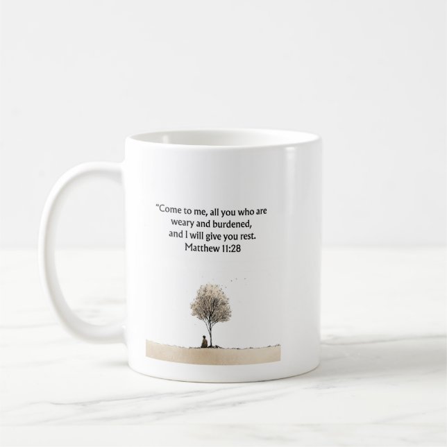 Café Caneca cristã Mateus 11:28 | Presente de Encorajam (Esquerda)