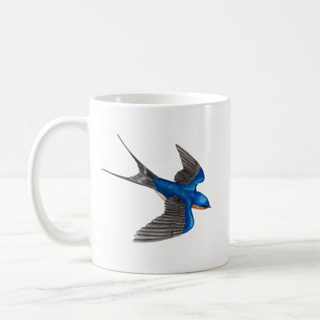 Café Caneca da andorinha de celeiro do vôo (Esquerda)