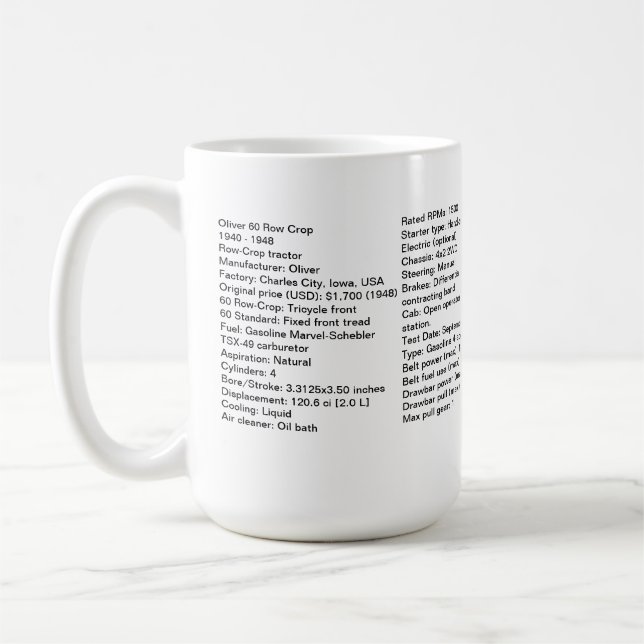 Café Caneca da colheita de fileira de Oliver 60 com (Esquerda)