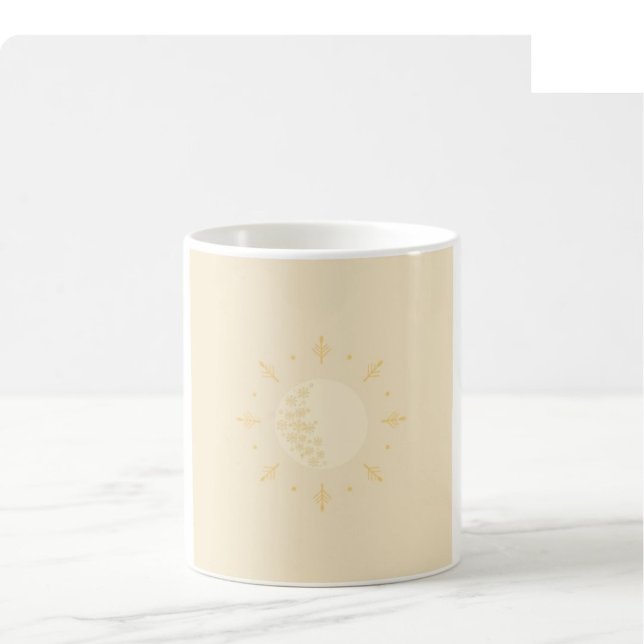Café Caneca da Fase da Lua de Natal - Dourado e Creme (Criador carregado)