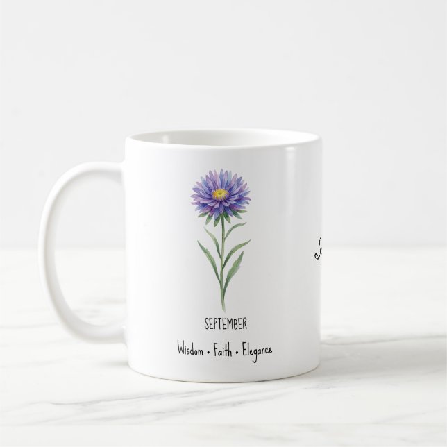 Café Caneca da Flor de Nascimento de Setembro – Aster (Esquerda)