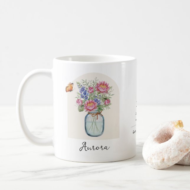 Café Caneca da Flor do Mês de Julho de Nascimento (Com Donut)