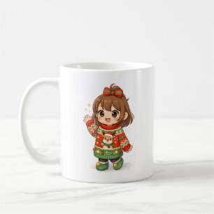 Café Caneca da Garota de Suéter de Natal Adorável
