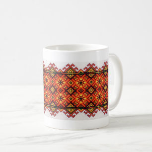 Café Caneca da laranja do bordado de Vyshyvanka Hutsul