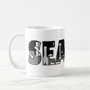 Café Caneca da silhueta da skyline da cidade de Seattle