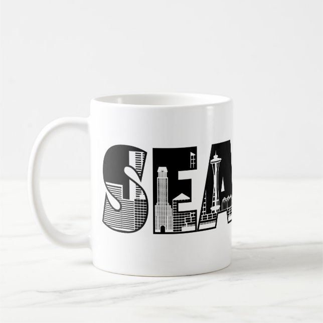 Café Caneca da silhueta da skyline da cidade de Seattle (Esquerda)