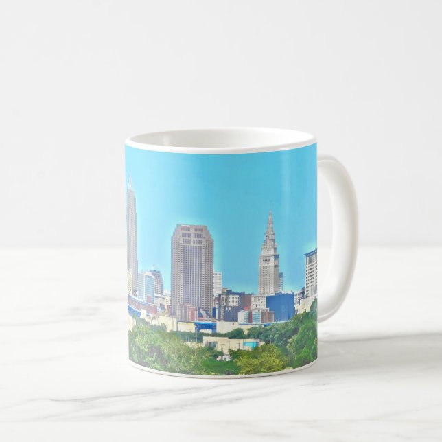 Café Caneca da skyline do Wraparound de Cleveland, Ohio (Frente Esquerda)