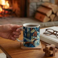 Caneca da Vila de Inverno Cubista Expressionista