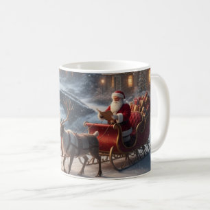 Café Caneca da Vila de Natal com Trenó de Papai Noel e