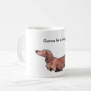 Café Caneca Dachshund de Cabelo Longo