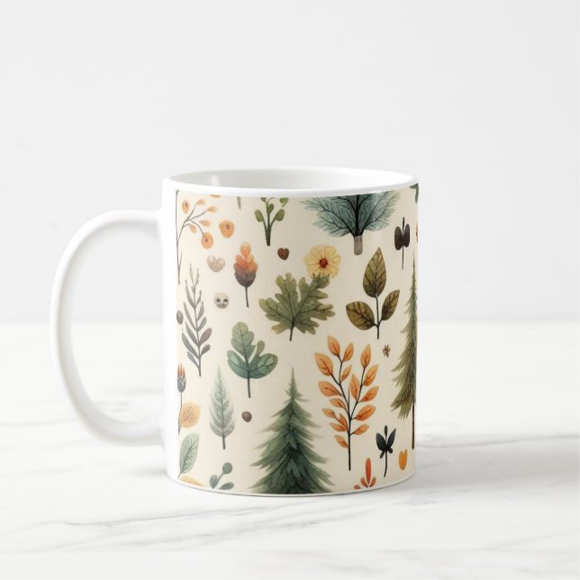 Café Caneca de Abóbora Aquarela Folhas de Outono  (Esquerda)