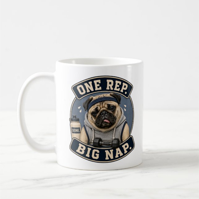 Café Caneca de Academia de Pug Engraçado | Treino de Ca (Esquerda)