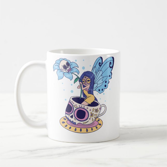 Café Caneca de Açúcar Caveira Fada Bule de Chá Borbolet (Esquerda)