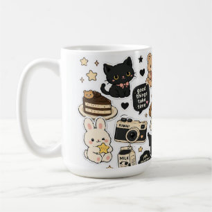 Café Caneca de Adesivos Kawaii – Envoltório de Vibraçõe