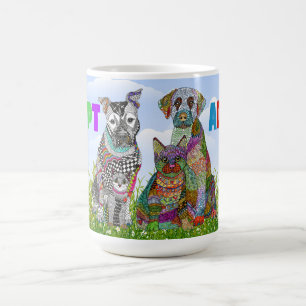 Café Caneca de Adoção de Cachorro e Gato Fofa e Colorid
