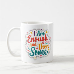 Café Caneca de Afirmação Pastel 'Eu Sou Suficiente e Ma