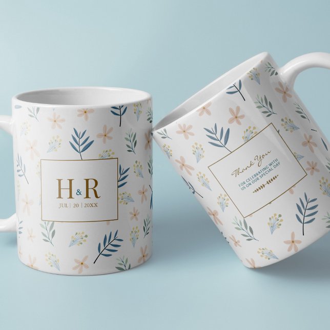 Café Caneca de Agradecimento de Casamento com Monograma (Criador carregado)