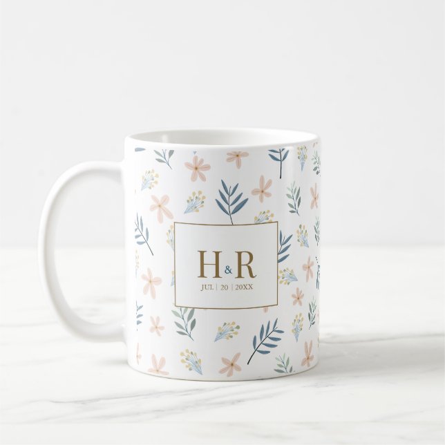 Café Caneca de Agradecimento de Casamento com Monograma (Esquerda)