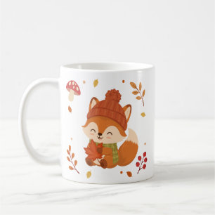 Café Caneca de água de raposa sorridente de outono ador