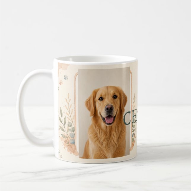 Café Caneca de água-forte com foto e nome personalizado (Esquerda)