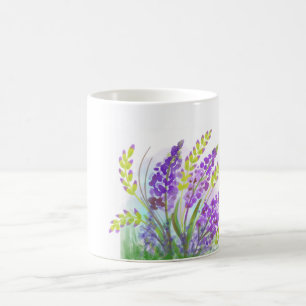 Café Caneca de Aguarela Floral de Lavanda Lavanda Bot