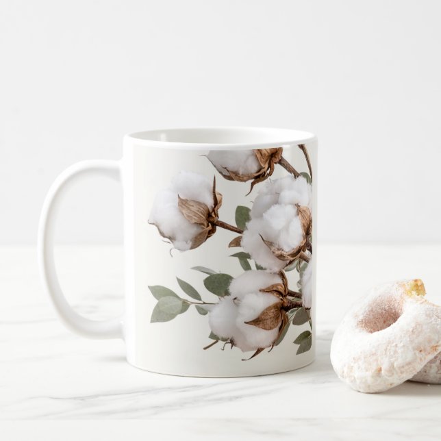 Café Caneca de Algodão Estampa Botânica Neutra (Com Donut)