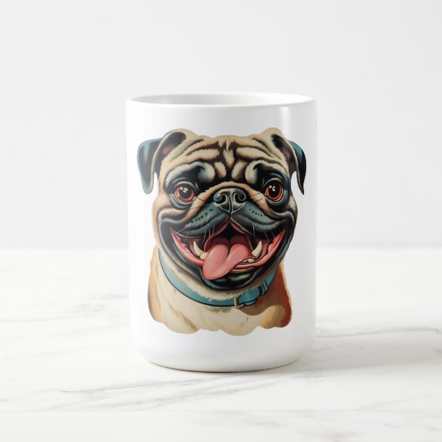 Café Caneca de Amante de Cachorro Pug Sorridente Fofo (Centro)