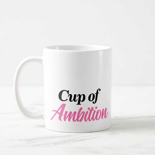 Café Caneca de Ambição com Nome Personalizado Moderno e (Esquerda)