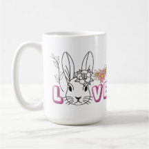 caneca de amor de coelhinho fofo