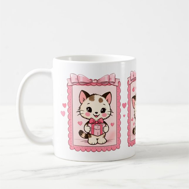 Café Caneca de Amor de Gatinho Kawaii Fofa (Esquerda)