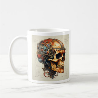 Café caneca de anatomia humana do crânio vintage
