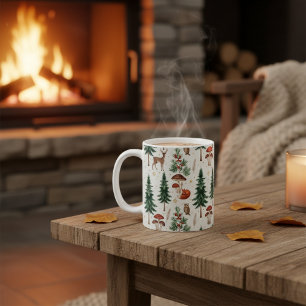 Café Caneca de Animais da Floresta de Madeira de Invern