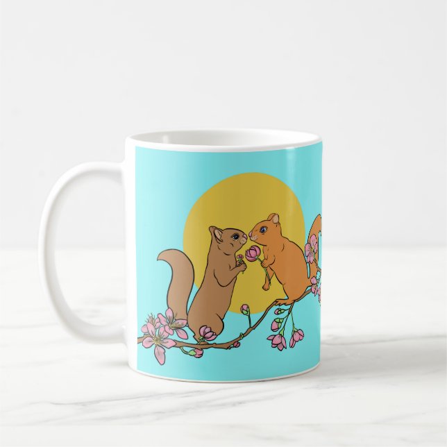 Café Caneca de animal bonita com esquilos (Esquerda)