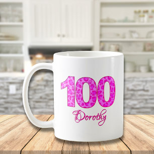 Café Caneca de aniversário 100 anos nome floral caneca 