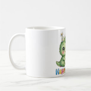 Café Caneca de aniversário de dinossauro bebê fofo