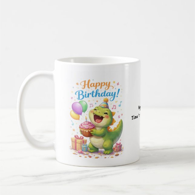 Café Caneca de Aniversário de Dinossauro Engraçado – “H (Esquerda)