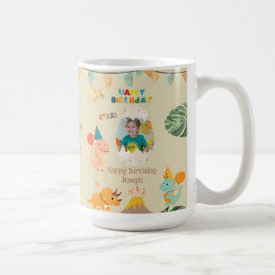 Café Caneca de Aniversário de Dinossauro – Nome e Foto