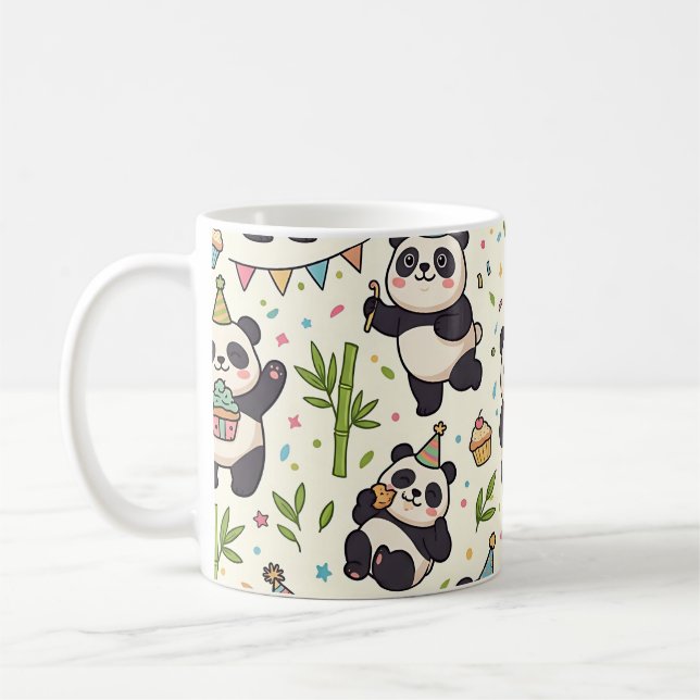 Café Caneca de Aniversário de Panda e Bambu (Esquerda)
